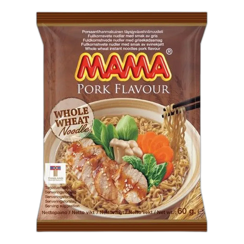 MAMA Instant Nudeln Vollkorn mit Pork-Geschmack 60G – Thai-Nudelgericht