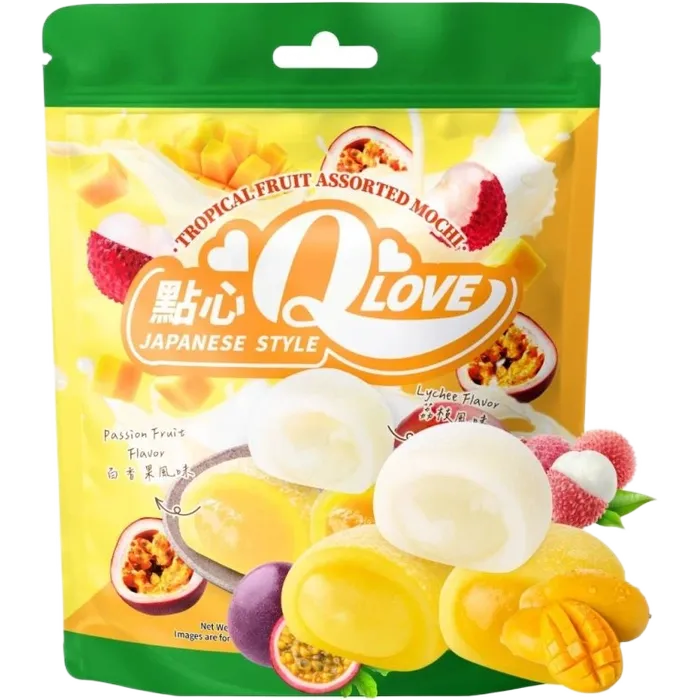 QLove Mochi TropicalFruit Assorted mix Pouch 120G