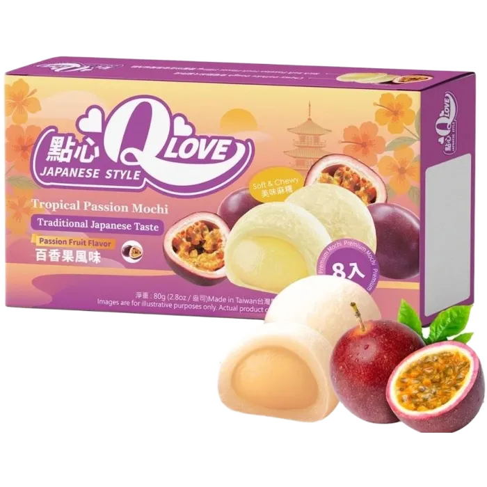 QLove Mini Mochi Passion Fruit Premium 80G – Mochi mit Maracuja-Füllung