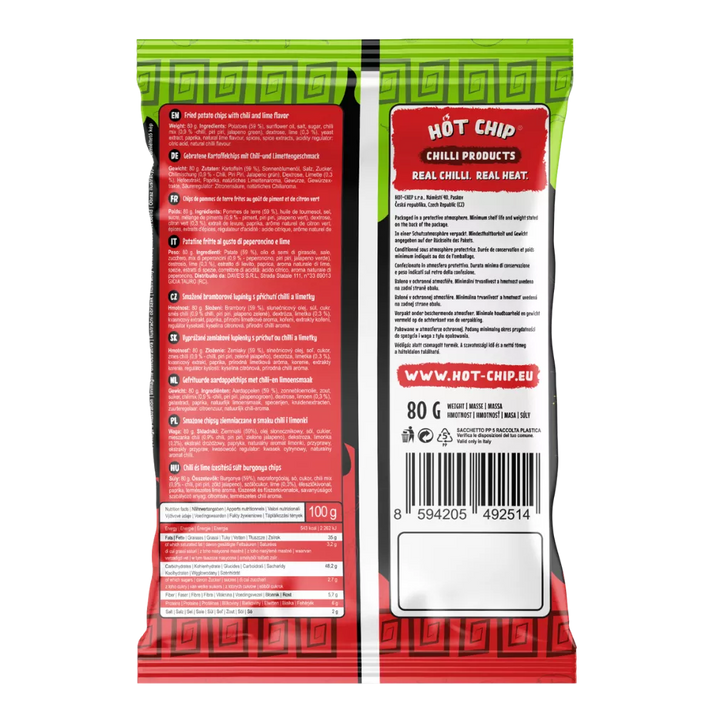 HOT CHIP Kartoffelchips Chilli & Limette 80G