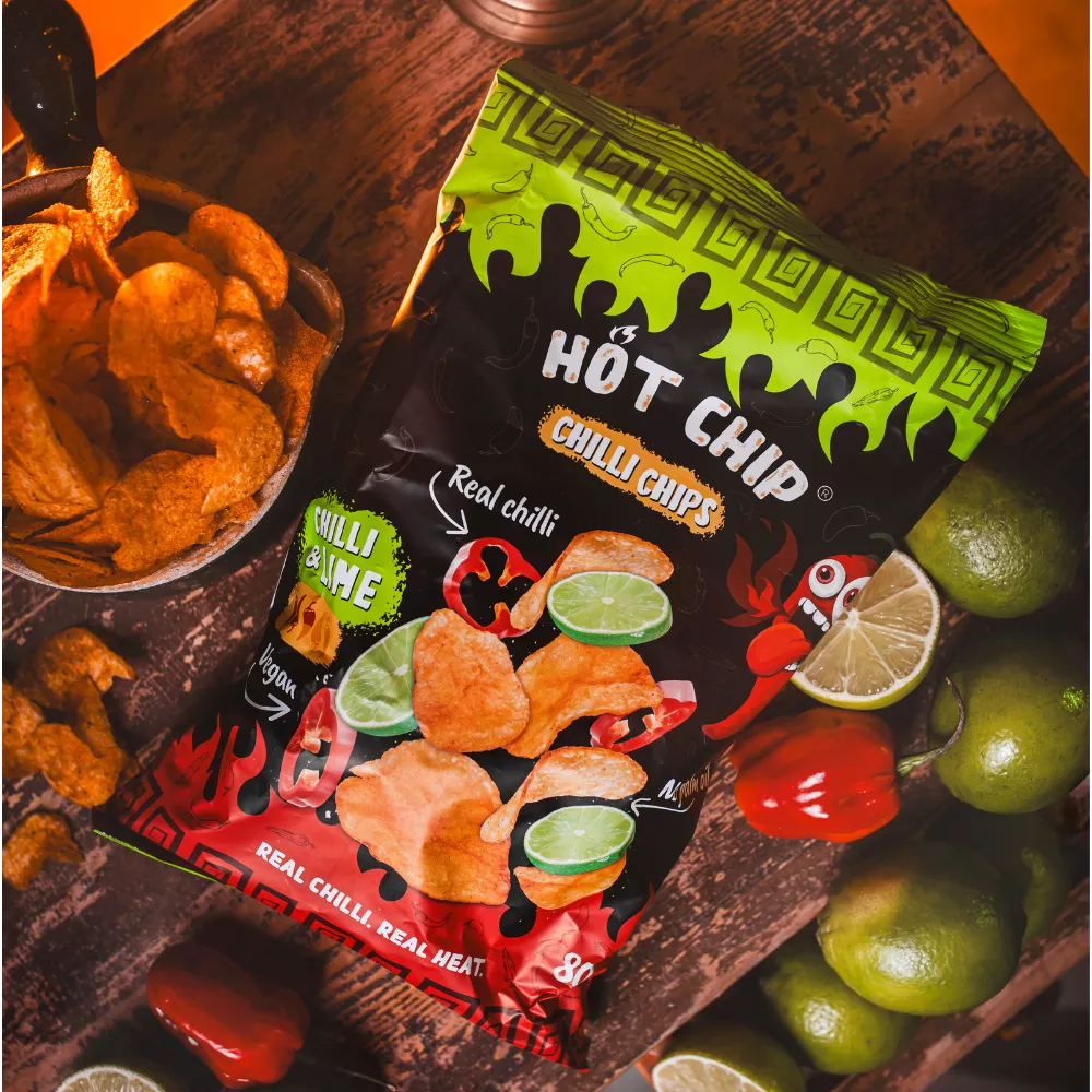 HOT CHIP Kartoffelchips Chilli & Limette 80G
