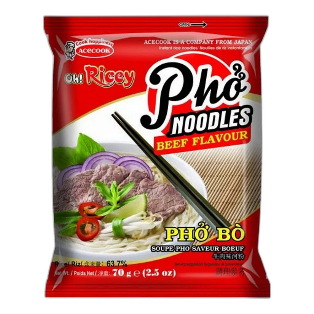ACECOOK OH! Ricey Pho Noodles Beef 70G